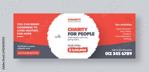 Donation charity social media facebook cover banner | Fundraising event web banner | Nonprofit campaign promotion | Humanitarian aid community
