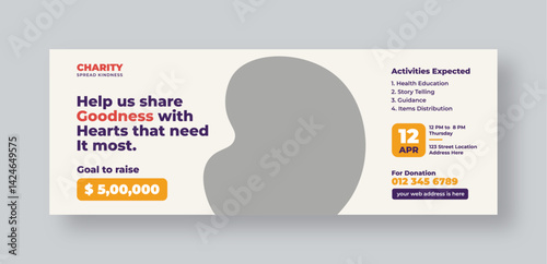 Donation charity social media facebook cover banner | Fundraising event web banner | Nonprofit campaign promotion | Humanitarian aid community