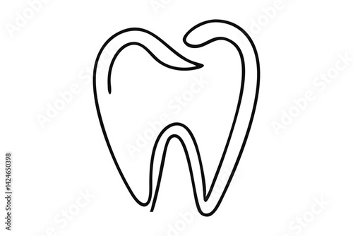 Dental Tooth Vector Line Sketch