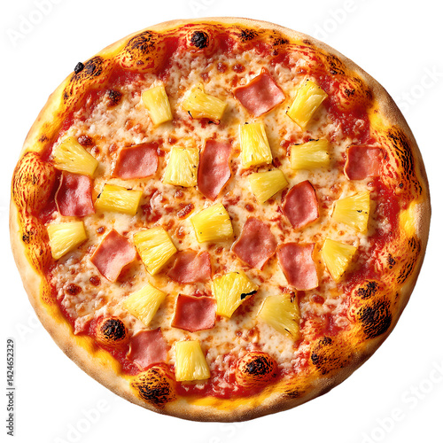 whole pizza Hawai on transparent background