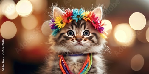 kitten dressed like hippie 