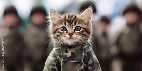 Fototapeta kitten dressed like soldier