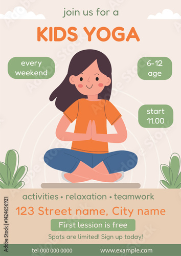Kids yoga poster with girl