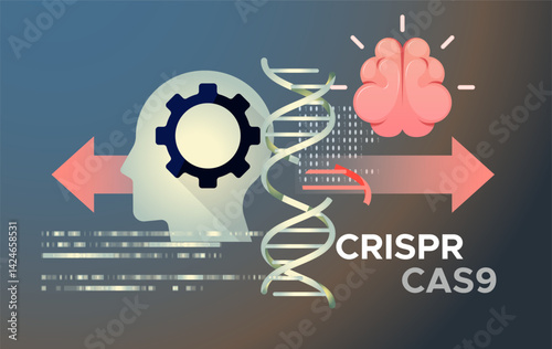 Genetics Research - Gene Editing and Modifying DNA Helix - CRISPR-CAS9 Technology - Abstract Illustration