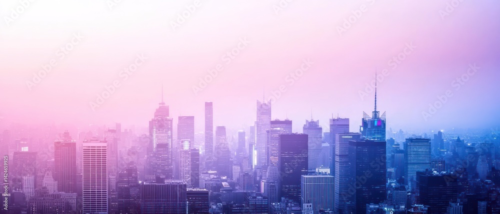 Dreamy Cityscape at Dawn: A Serene Panorama of Urban Skyline Dreamy Cityscape at Dawn: A Serene Panorama of Urban Skyline
