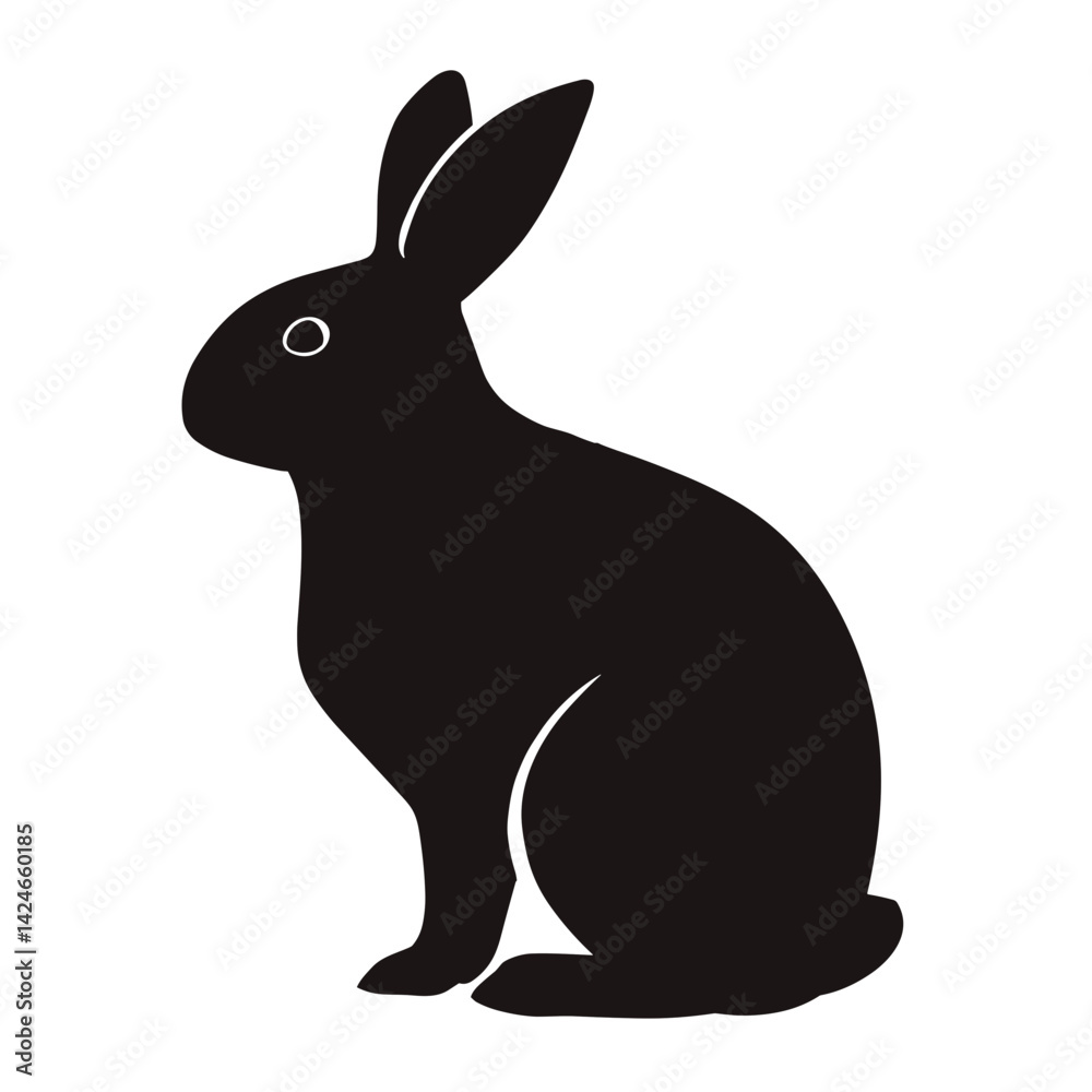 Obraz premium Silhouette of a rabbit sitting gracefully against a plain background 