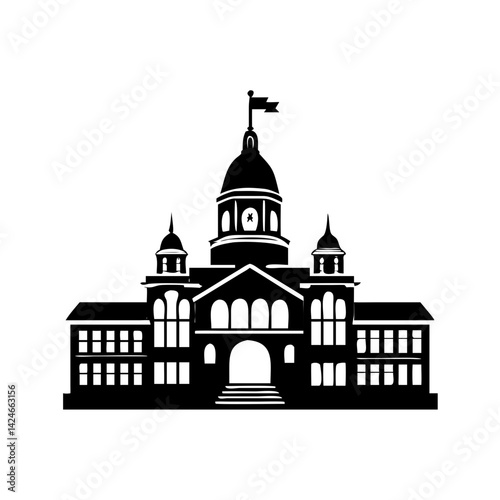 city hall icon, city hall silhouette vector illustration-simple silhouette illustration of city hall, perfect for city hall logos and icons