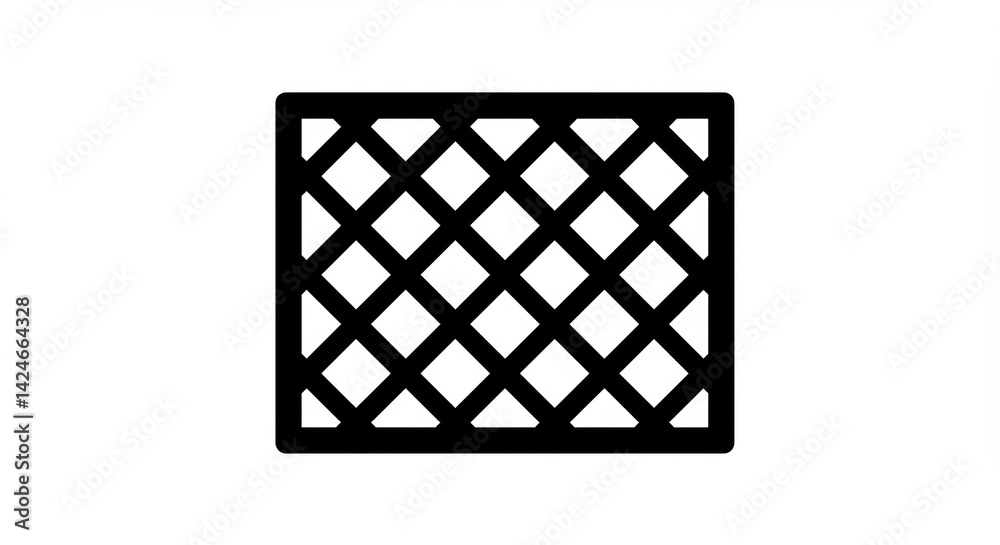 Geometric Grid: Black Lattice Pattern on White. Geometric Grid: Black Lattice Pattern on White.
