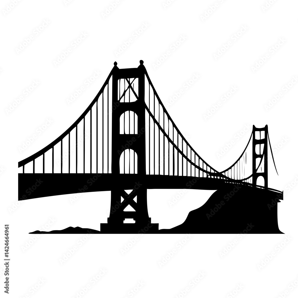 Fototapeta premium golden gate bridge icon, golden gate bridge silhouette vector illustration-simple silhouette illustration of golden gate bridge, perfect for golden gate bridge logos and icons