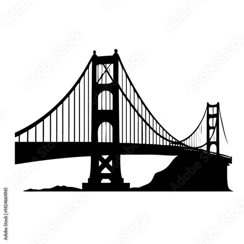 golden gate bridge icon, golden gate bridge silhouette vector illustration-simple silhouette illustration of golden gate bridge, perfect for golden gate bridge logos and icons