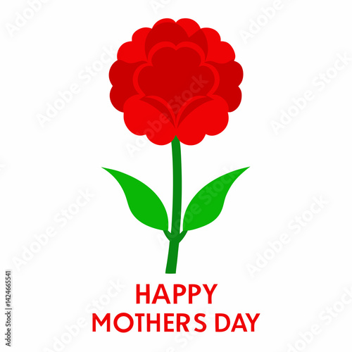 Mother's Day Vector Icon Red carnation of mother's day happy mothers day concept. isolated on white background.