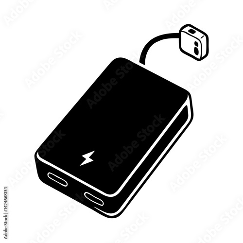 power bank icon, power bank silhouette vector illustration-simple silhouette illustration of power bank, perfect for power bank logos and icons