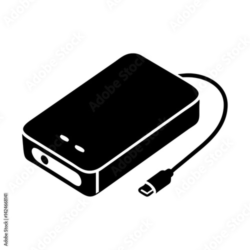 power bank icon, power bank silhouette vector illustration-simple silhouette illustration of power bank, perfect for power bank logos and icons