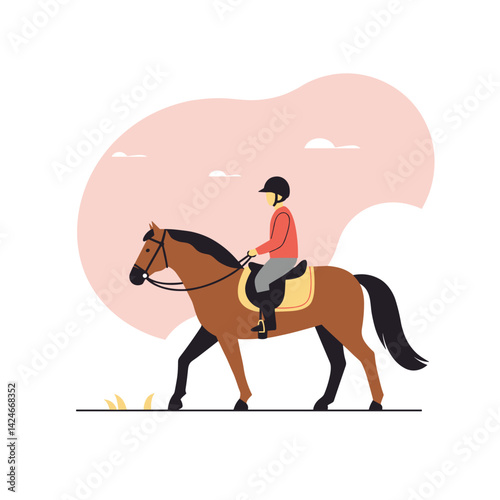 Horse trekking vacations rider enjoying peaceful outdoor journey  