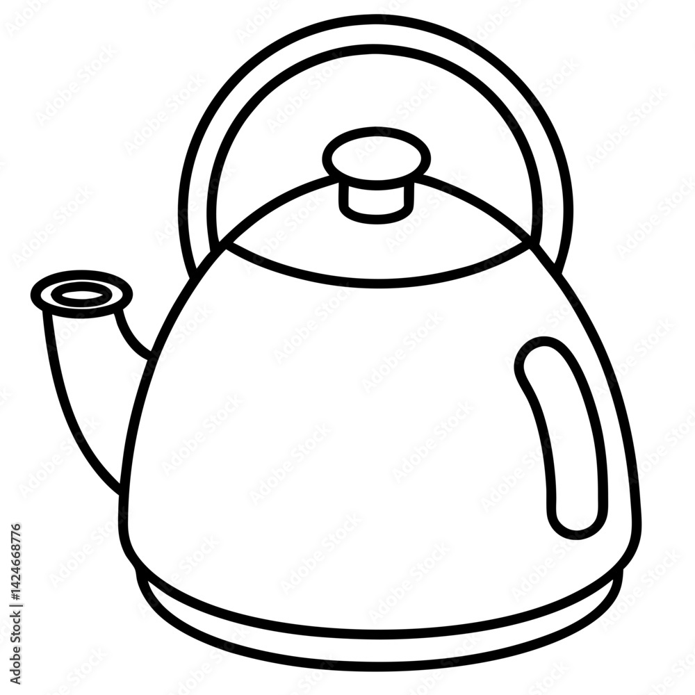 Obraz premium Vector Art of Boiling Kettle in Line Drawing Style