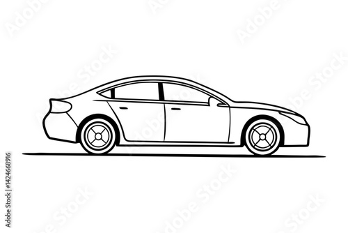 Sedan Vehicle Minimalist One Line Artwork