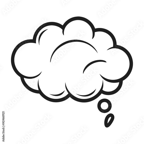 Line Drawing of Thinking Cloud Bubble