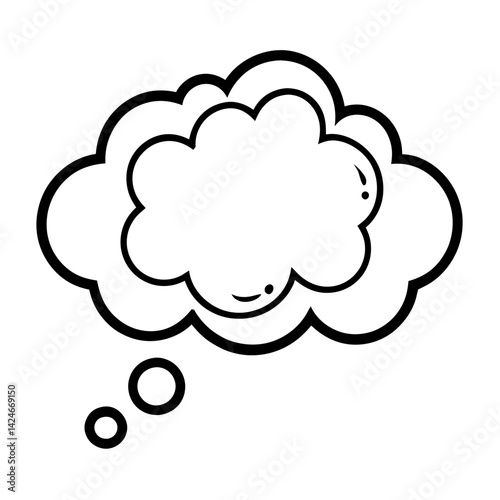 Thought Bubble Thinking Cloud Vector Line Art
