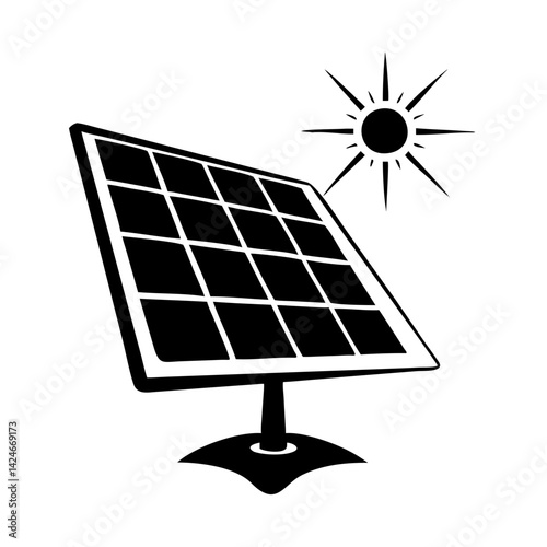 solar panel icon, solar panel silhouette vector illustration-simple silhouette illustration of solar panel, perfect for solar panel logos and icons