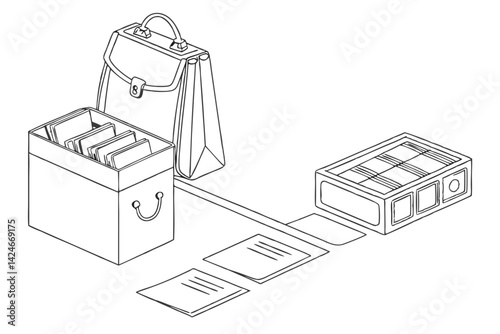 Simple Drawing of Files and Office Papers