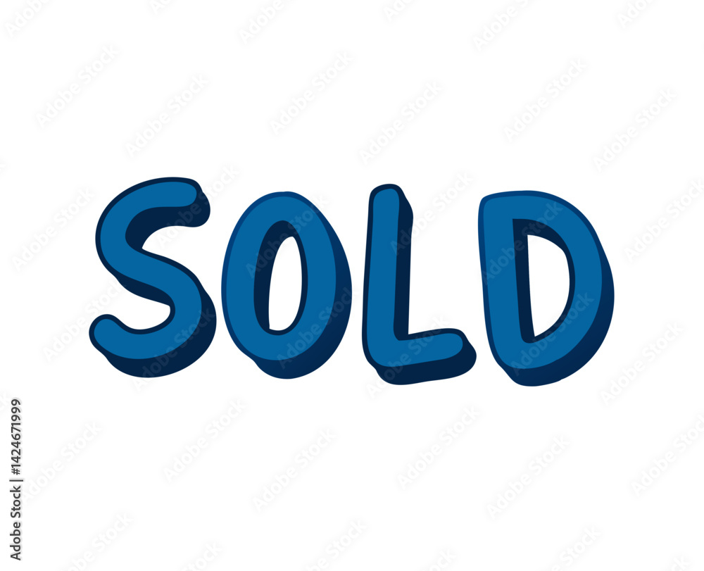 Vibrant Sold Text Icon in Playful Style on White Background Vibrant Sold Text Icon in Playful Style on White Background