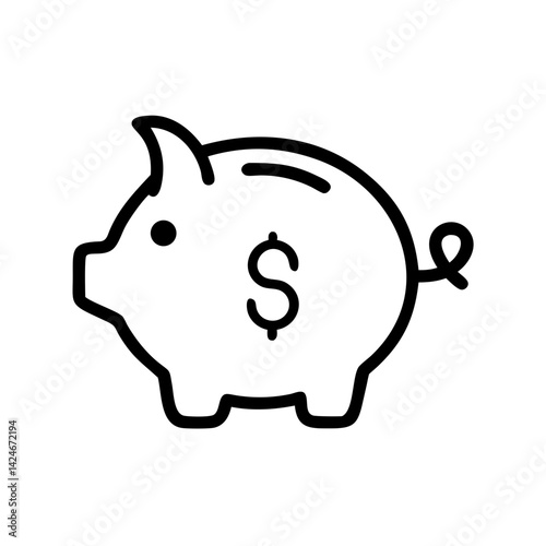 Piggy bank icon symbolizing savings, financial planning concept