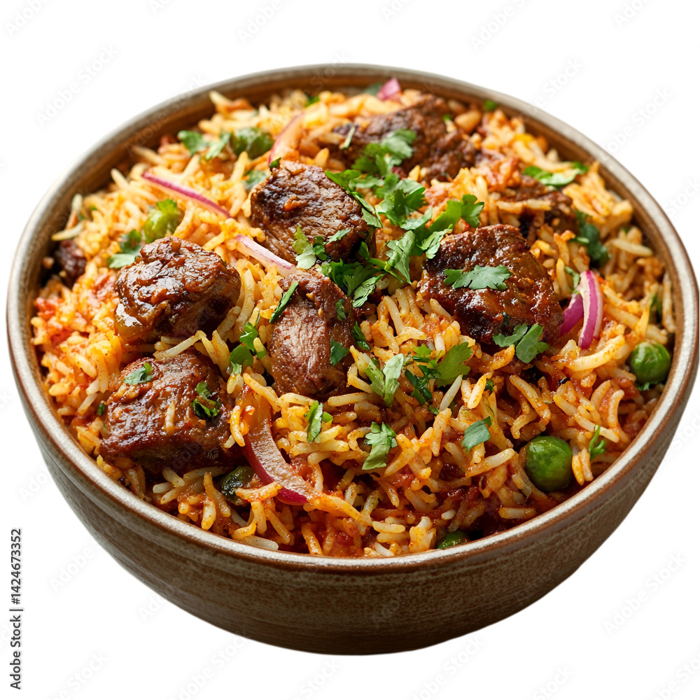 Delicious Mutton Biryani in a Bowl Aromatic Spices and Rice Delicious Mutton Biryani in a Bowl Aromatic Spices and Rice