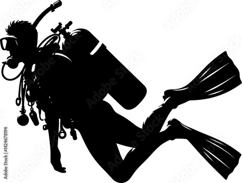 Scuba Diver Silhouette Underwater Exploration and Adventure