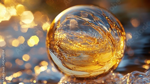 Wallpaper Mural Abstract backdrop with a dynamic and warped glass sphere. Torontodigital.ca