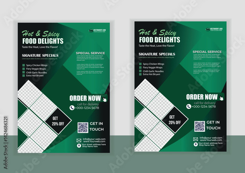 Modern and elegant unique  food  restaurant flyer template Poster with healthy and organic food design for A4 print & easy to customize