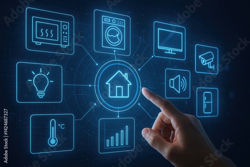 An interactive smart home control system that displays various connected devices