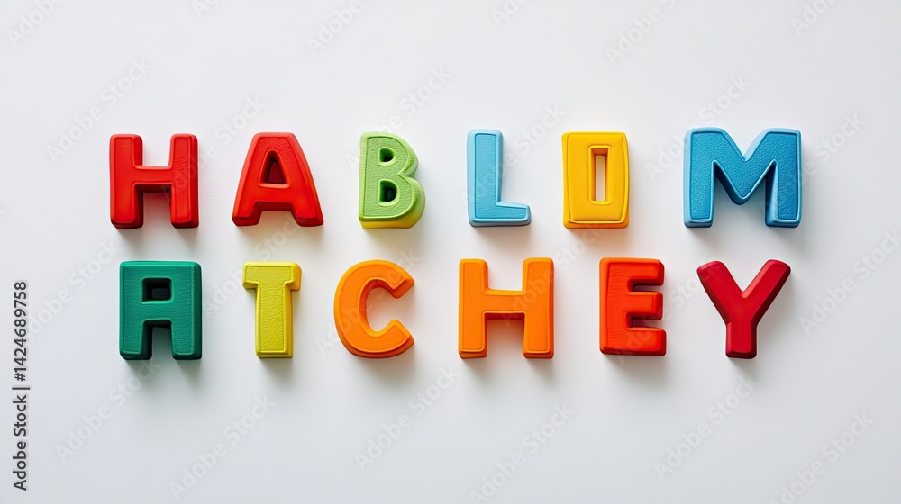 Obraz premium A collection of colorful foam toy letters arranged to form a playful word