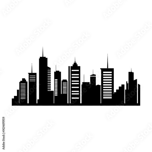 Cityscape Silhouette with Office Buildings