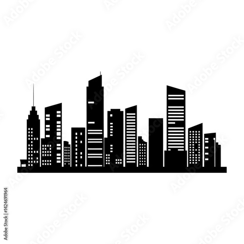 Cityscape Silhouette with Office Buildings