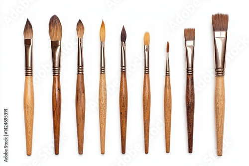 A collection of paintbrushes isolated on white background.