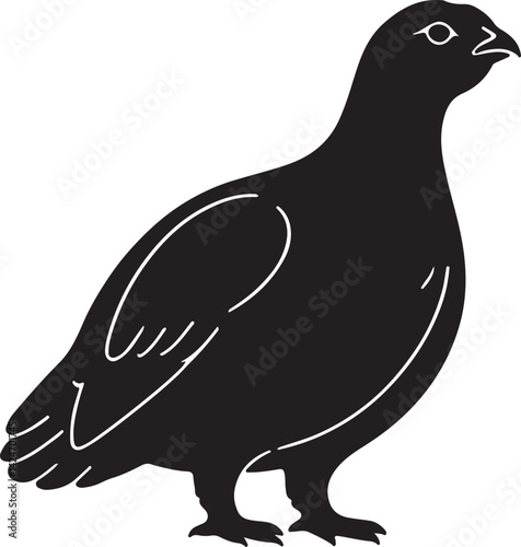 Grouse Silhouette on White Background