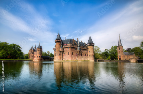 The Famous De Haar Castle outside Utrecht, Netherlands, Built in Gothic Revival Style