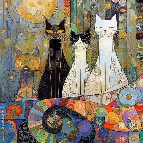 Cats in a Greece landscape