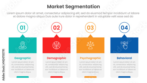 market segmentation framework analysis infographic 4 point stage template with for slide presentation