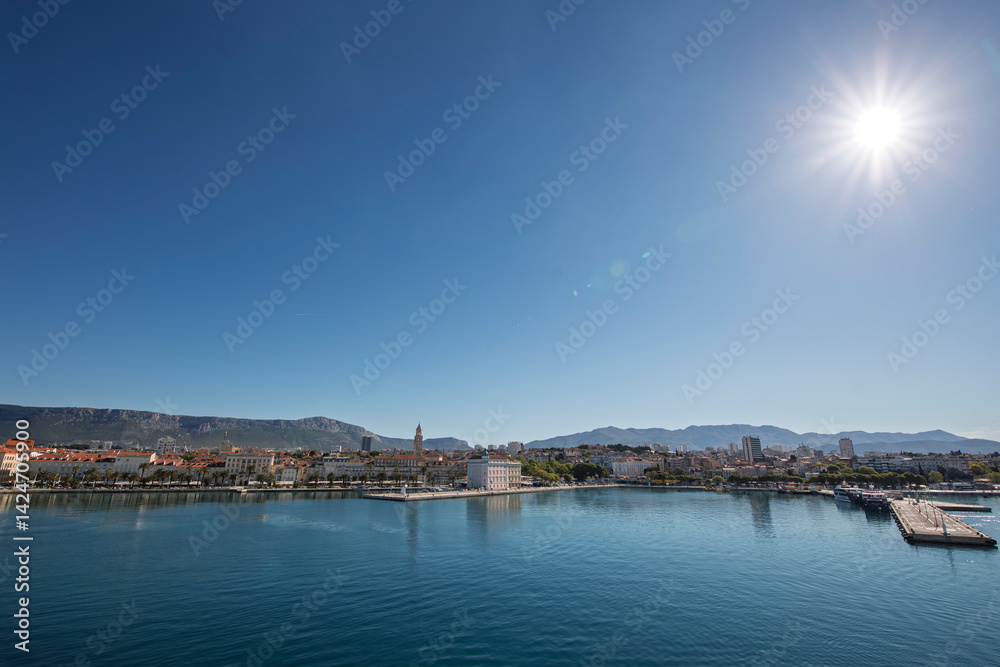 Obraz premium City of Split, Croatia in early morning - waterfront from the ferry