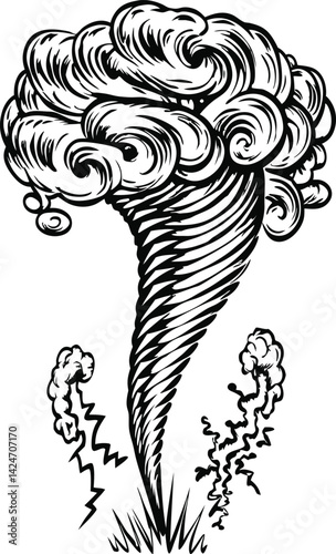 Tornado twister sketch symbolizing extreme weather, disaster, and nature's fury concepts