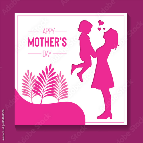 Mother's Day Silhouette Vector Set: Elegant Designs Celebrating Maternal Love and Affection