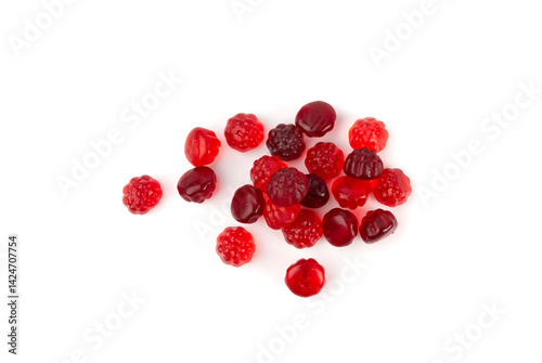 Fruit gummy candy pile isolated, vegan chewing marmalade pills, jelly gumdrops heap