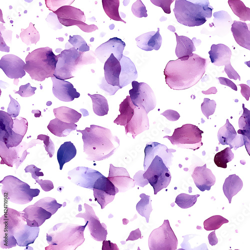 Wallpaper Mural Purple falling watercolor petals, some large and some small Torontodigital.ca
