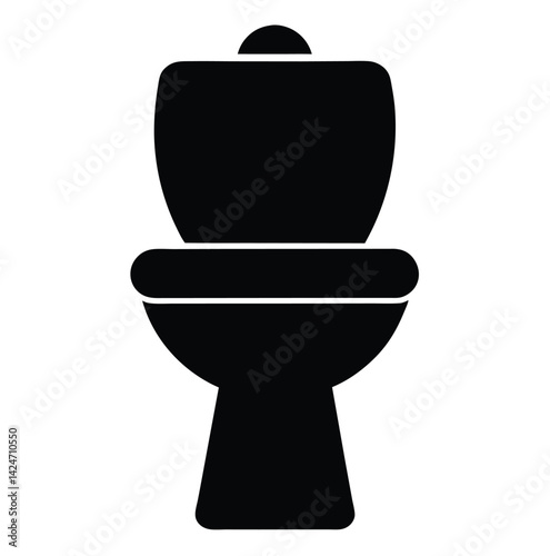 Minimal Bathroom Toilet Seat Silhouette Vector Icon