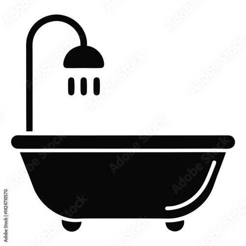 Minimalist Bath and Shower Silhouette Vector Icon