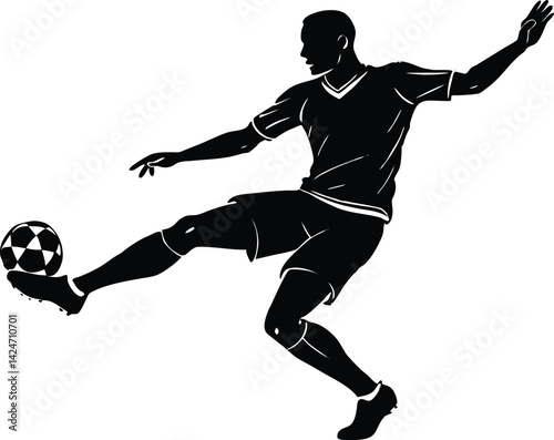 Soccer Player Kicking Ball Silhouette