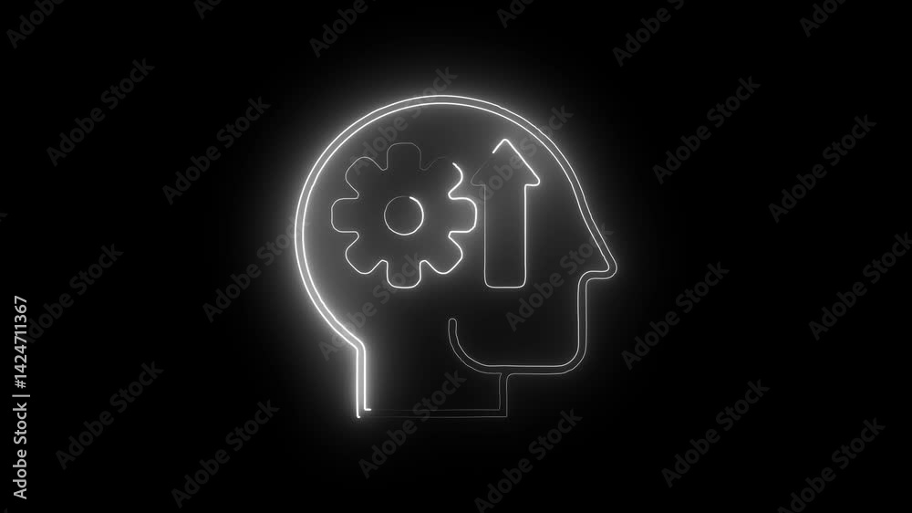 Glowing neon productive icon isolated on black background. HD Video motion graphic animation Glowing neon productive icon isolated on black background. HD Video motion graphic animation