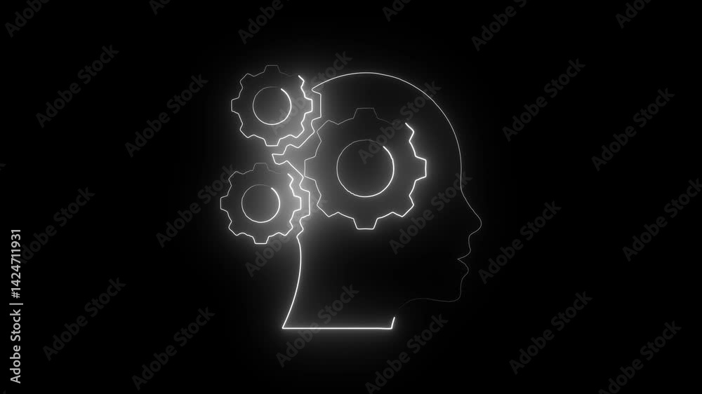Glowing neon critical-thinking icon isolated on black background. HD Video motion graphic animation Glowing neon critical-thinking icon isolated on black background. HD Video motion graphic animation