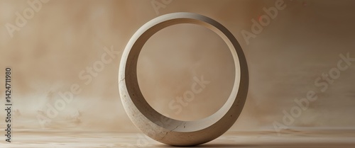 Abstract oval shape on textured beige background